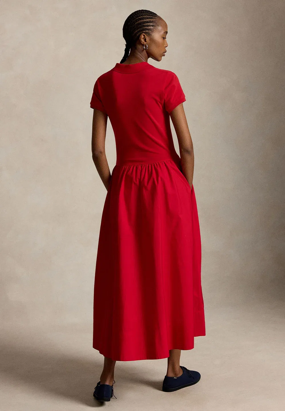 Гибридное сетчатое платье-поло с лифом - повседневное платье Polo Ralph Lauren, Very Red — фото 2