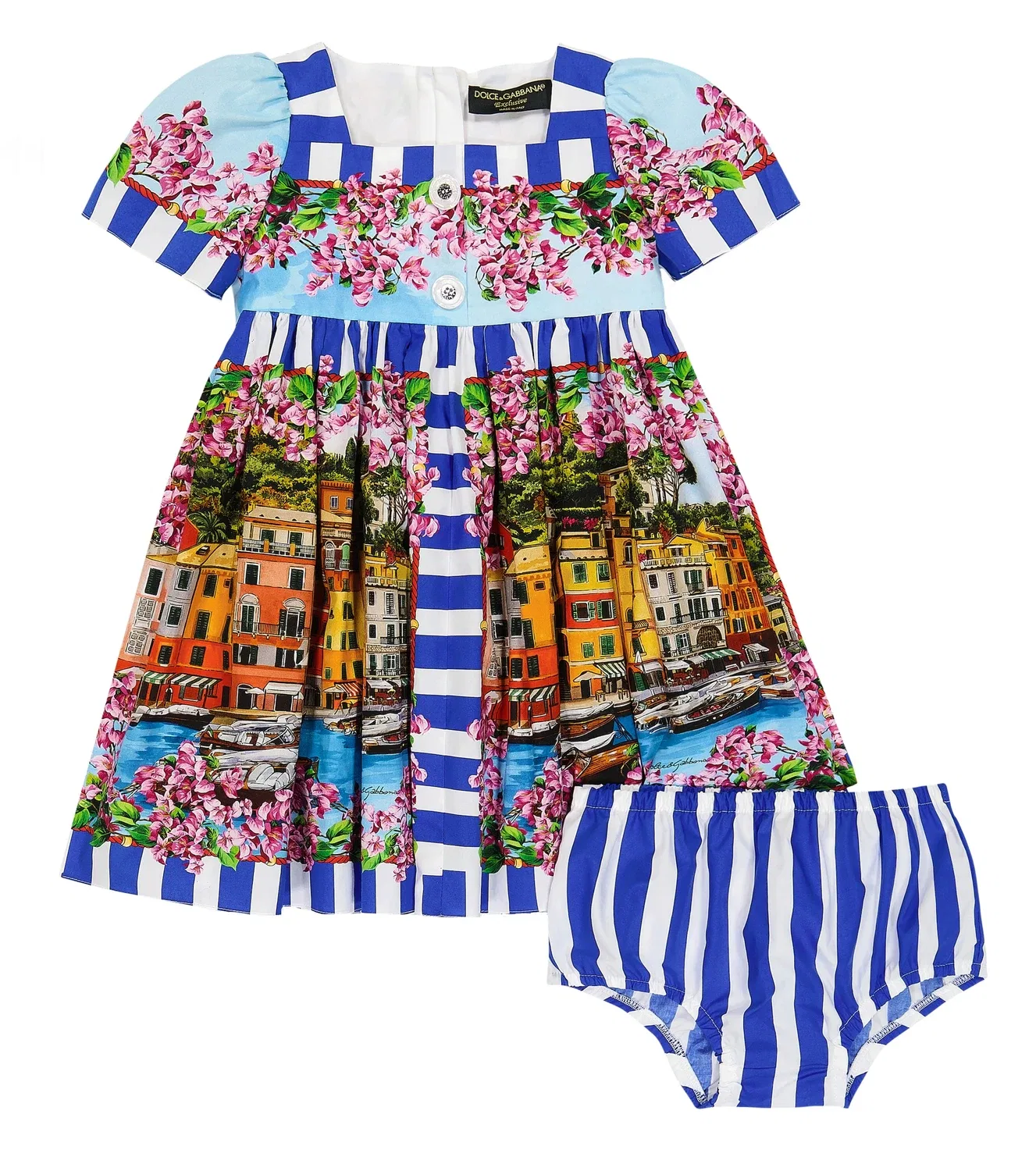 Комплект платье и панталоны с принтом Baby Portofino Dolce&Gabbana Kids, мультиколор