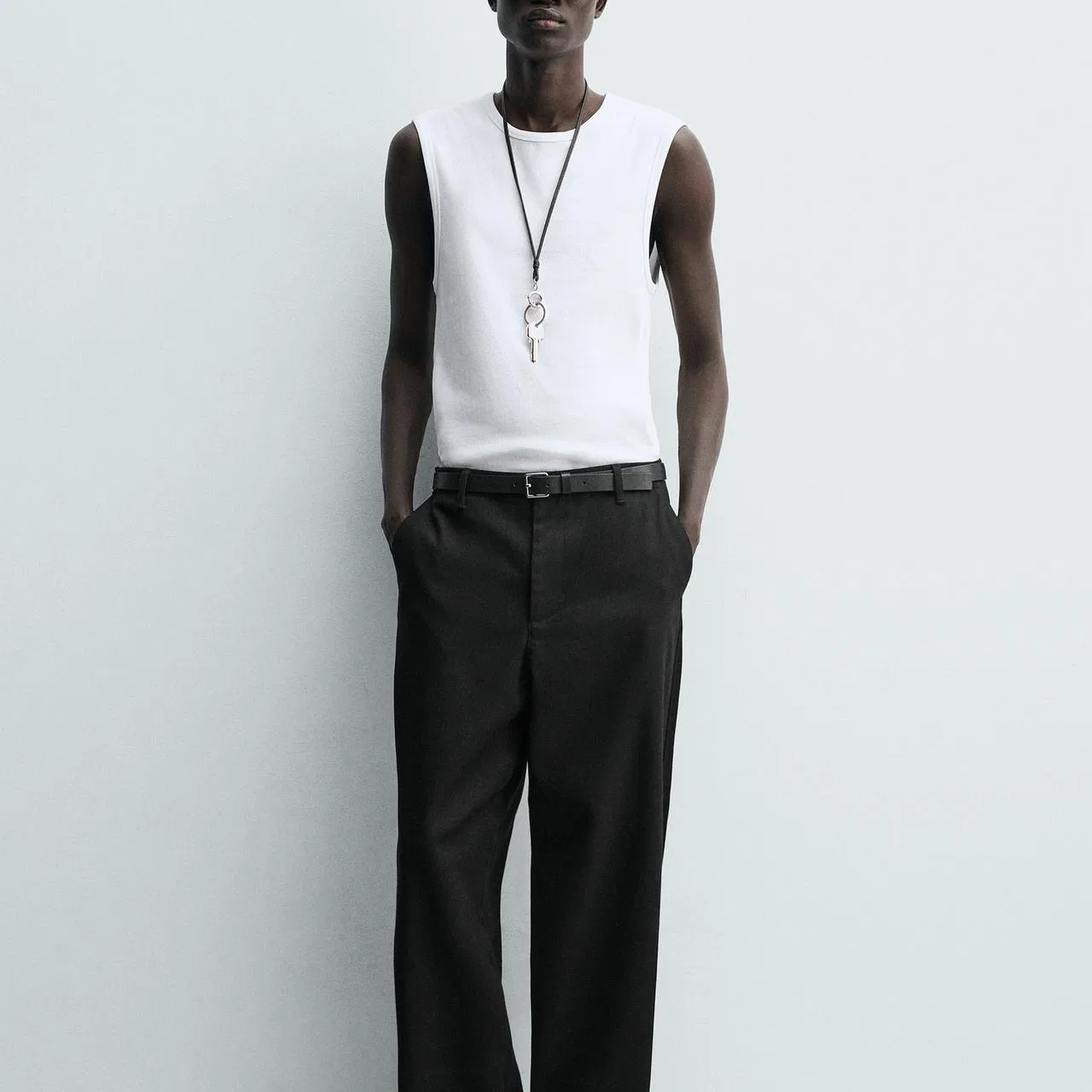 Мужская майка с круглым вырезом, белая, ZARA, White — фото 4