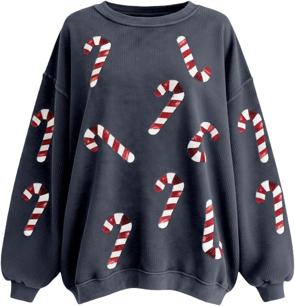 Женский свитшот с принтом Christmas Sweatshirts For Women, серый — фото 3