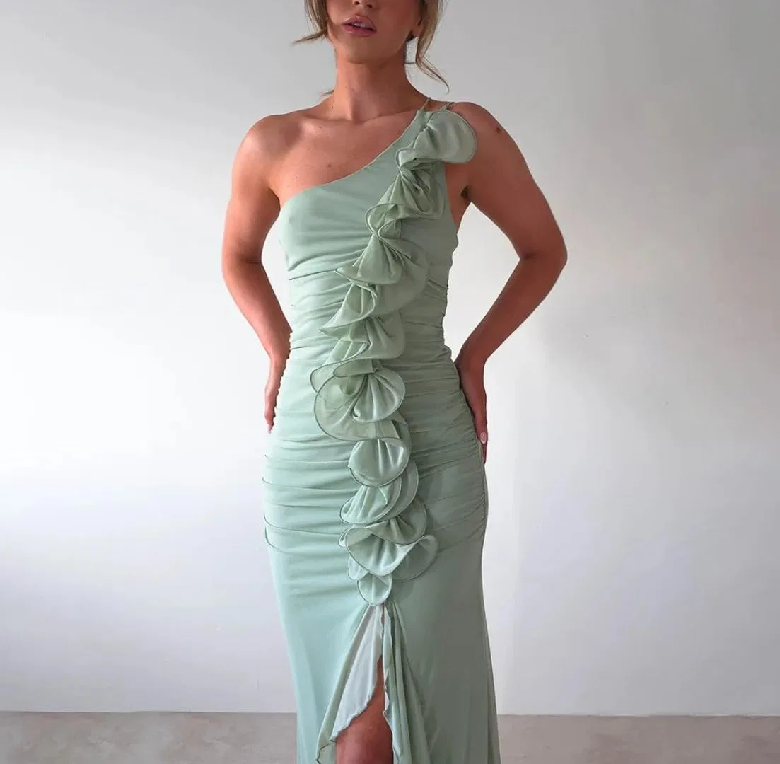 Женское облегающее платье с 3D цветами Bodycon, Green — фото 3