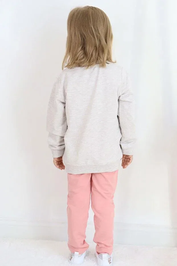 Детский спортивный комплект для девочек с принтом Basics Breeze, Beige Melange — фото 3