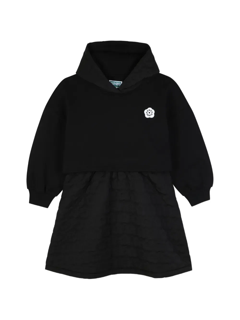 Стеганое платье-худи Kenzo Kids, черный