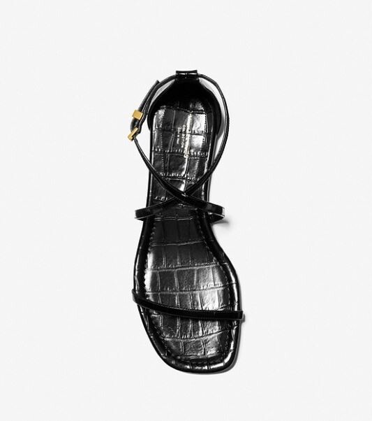 Сандалии с тиснением под крокодила Michael Kors Polly Crocodile Embossed Leather, черный — фото 3