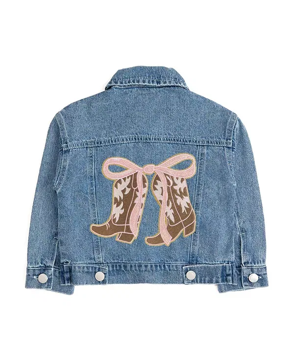 Детская куртка для девочек с длинным рукавом Cowgirl Cutie Patch Western Denim Jacket Sweet Wink, Denim