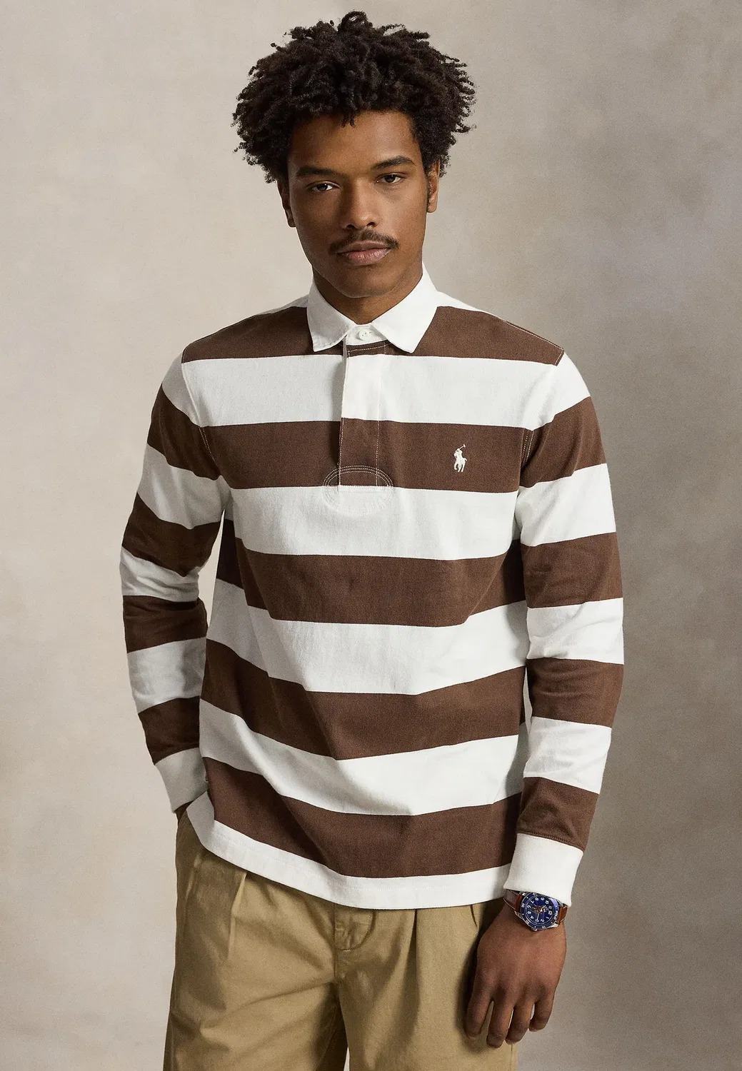 Знаменитая регбийная рубашка - поло Polo Ralph Lauren, Cream/Brown