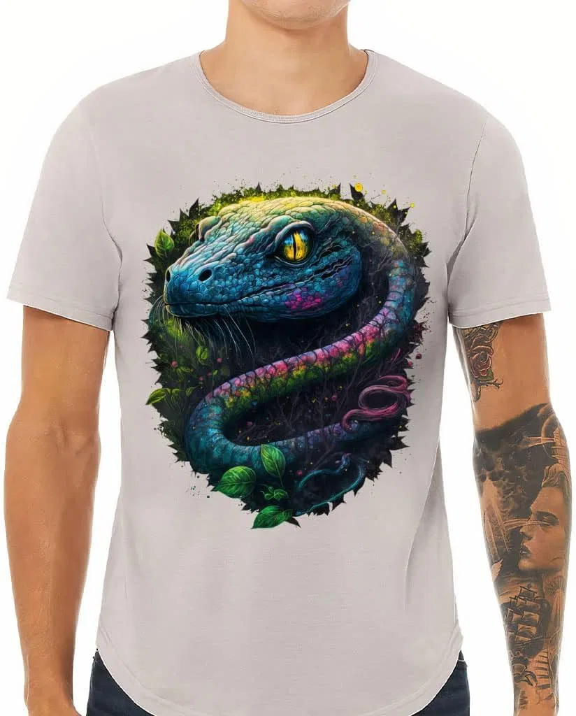Мужская футболка с изогнутым низом Snake Graphic, Heather Cool Gray