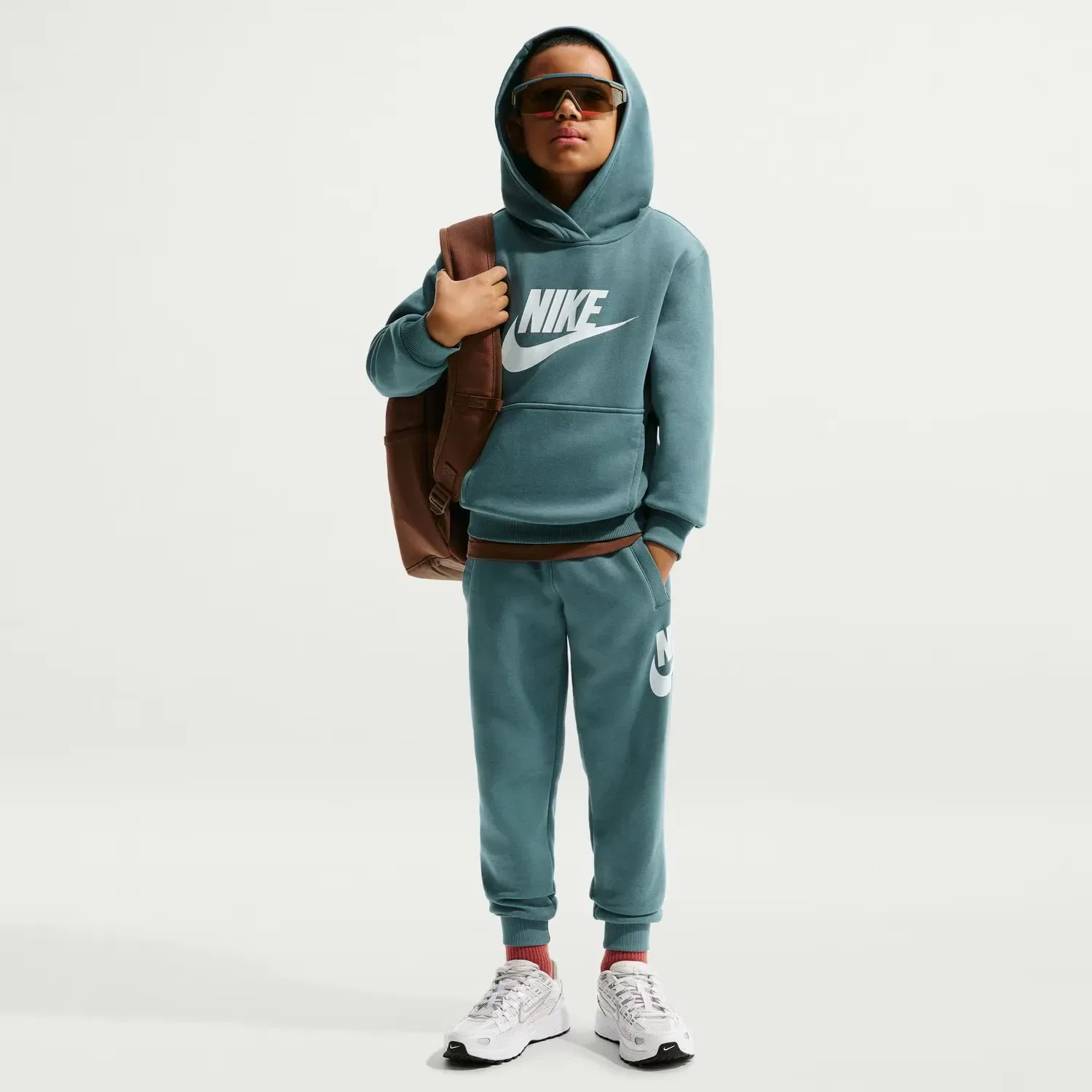 Детская толстовка на молнии из флиса Nike Club Fleece, Verde — фото 3