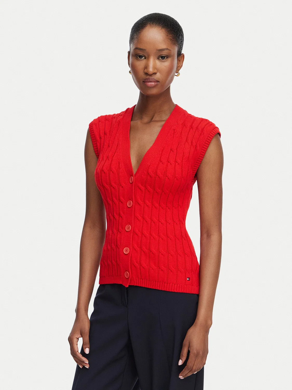 Женский жилет стандартного кроя Mid Gg Cable Tommy Hilfiger, красный