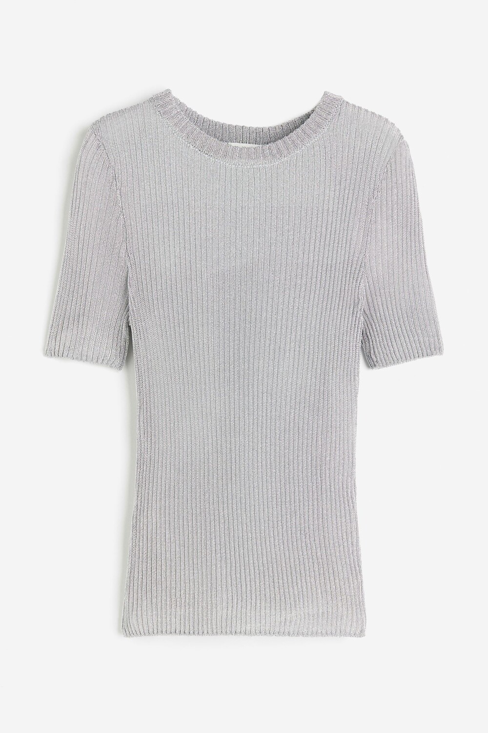 

Топ H&M Metallic Rib-knit, серебристый