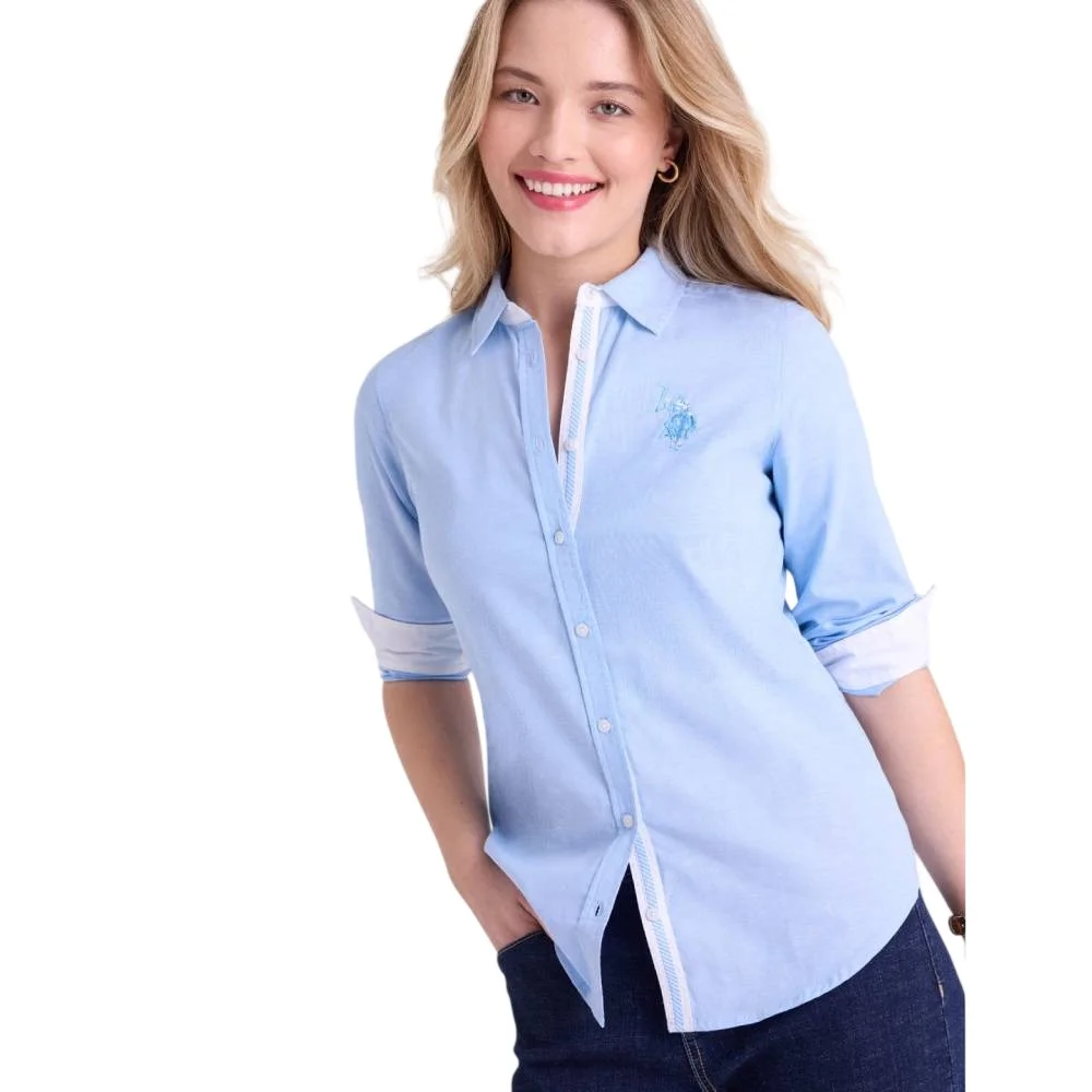 Женская рубашка U.S. Polo Assn. Tonal Oxford, голубой