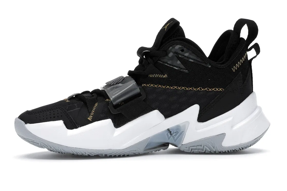 Детские кроссовки для мальчиков баскетбольные Jordan Why Not Zer0.3 Jordan, Black/Metallic Gold-White-Wolf Grey — фото 3
