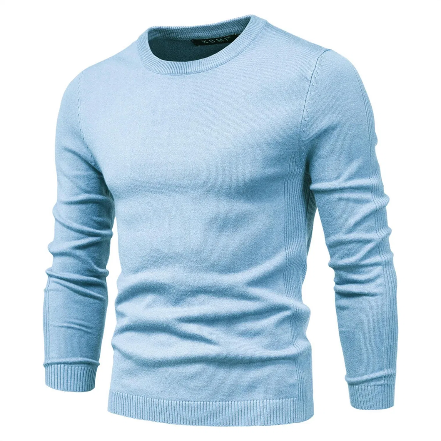 Мужской свитер с высоким воротом, синий, XL, Light Blue Crew Neck
