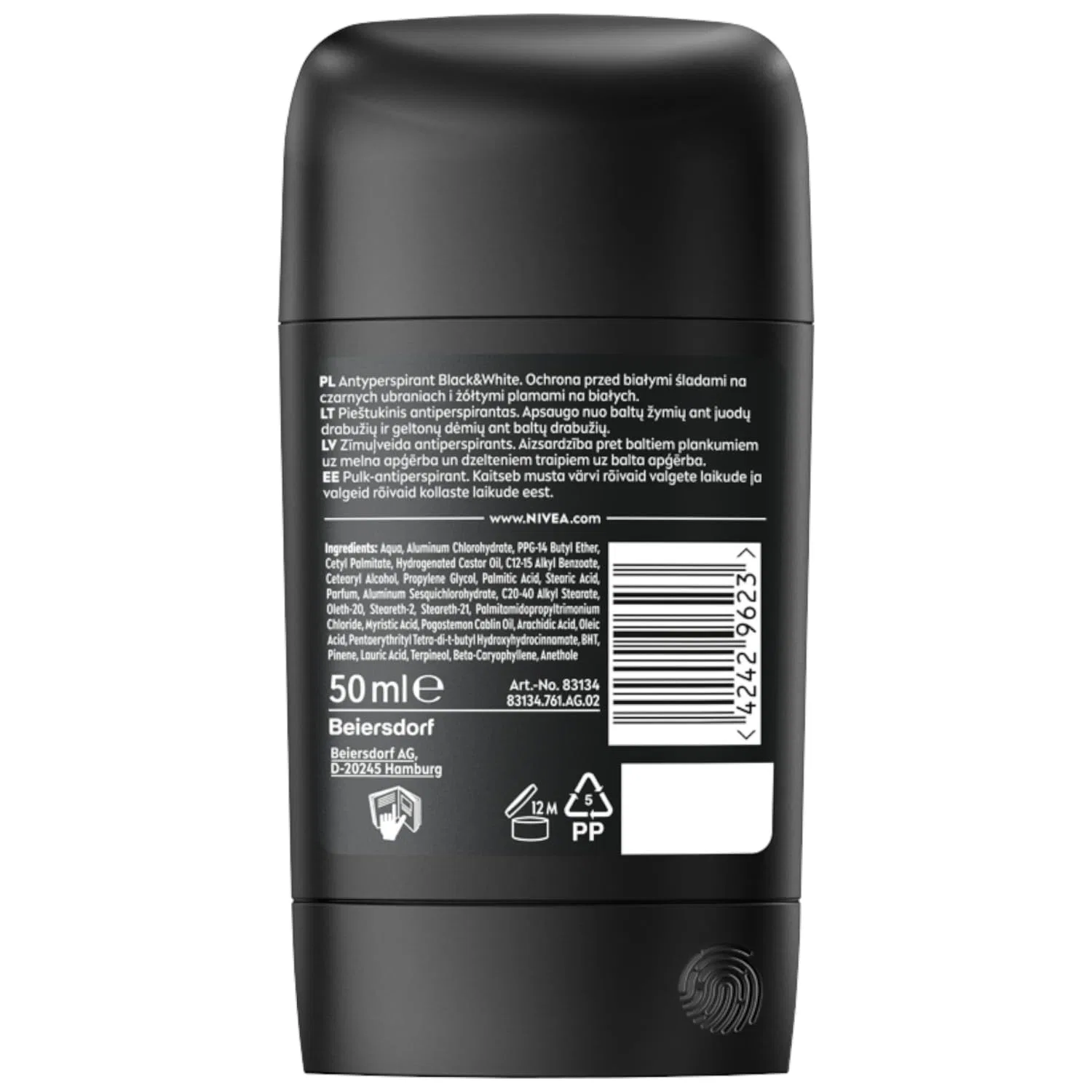 Антиперспирант-стик NIVEA MEN Black & White Original, 50 мл — фото 2
