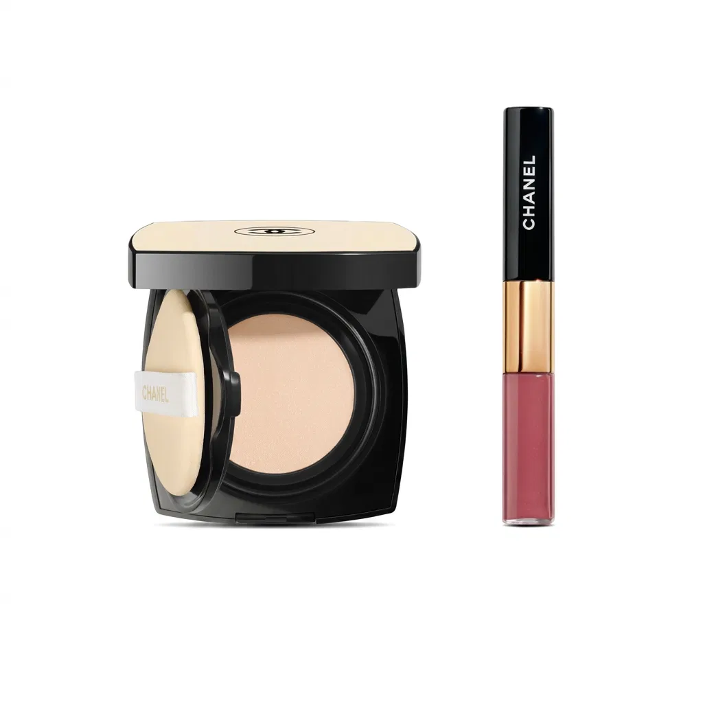 Женский набор для макияжа с помадой и тональным кушоном Lipstick Air Cushion Makeup Set CHANEL, Beige