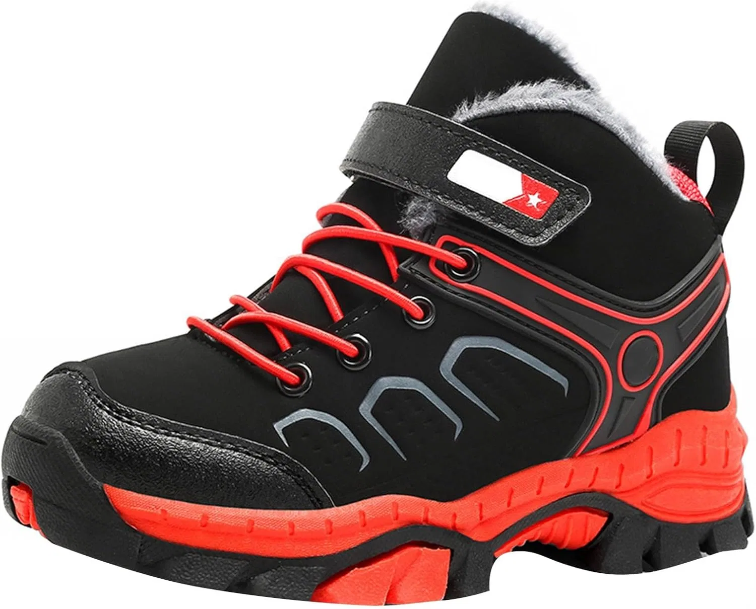 Детские кроссовки для мальчиков с высоким верхом на шнуровке Boys Hiking Sneakers, Red
