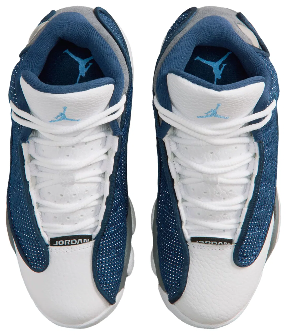 Детские кроссовки для мальчиков с верхом из кожи Jordan Retro 13 Jordan, Grey Navy University Blue — фото 4