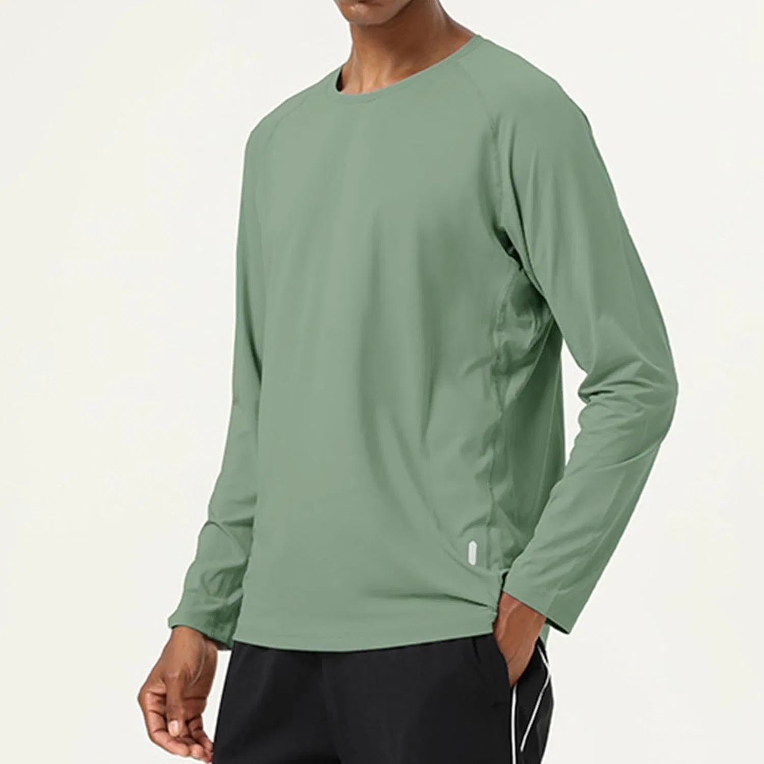 Мужская спортивная футболка на молнии Long Sleeve, Green — фото 2