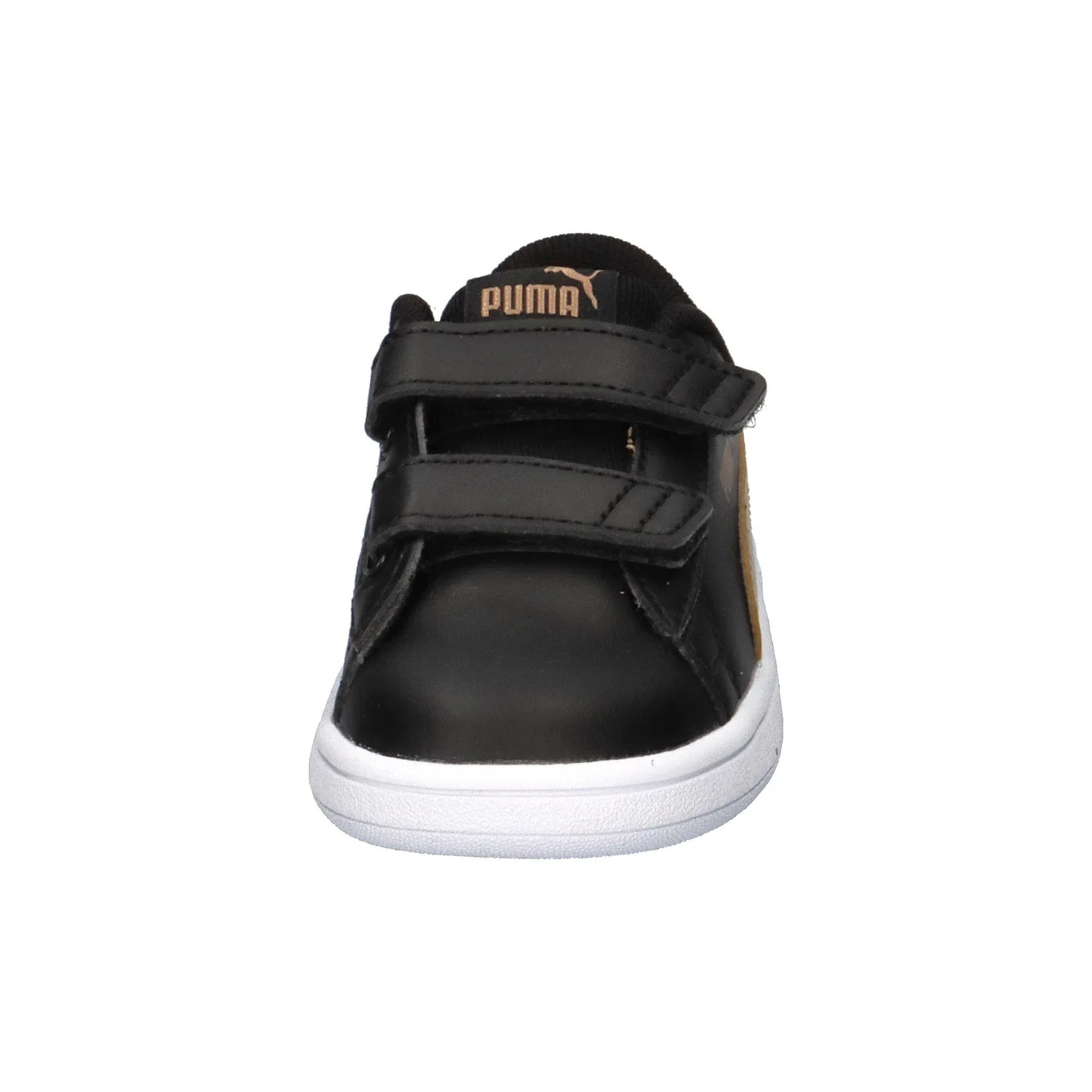 Детские кроссовки с металлическими деталями Smash v2 Metallics Puma, Schwarz Gold — фото 3