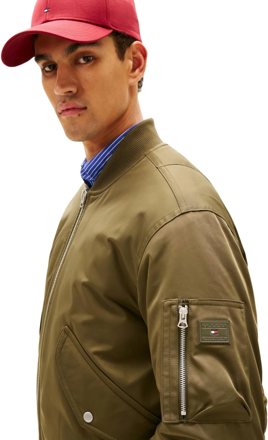 Мужская куртка-бомбер с молнией Tommy Hilfiger, Khaki Army Green — фото 4