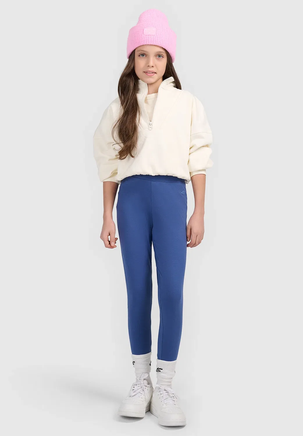 Legginsy dzianinowe dziewczęce - czarne 140 (9-10 лат) - леггинсы 4F, Navy