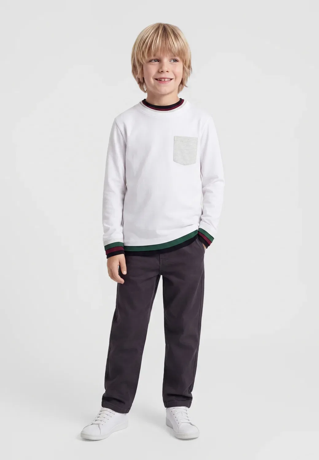 5 штук - футболка с длинными рукавами Friboo By Zalando, Mottled Grey/Bordeaux/White