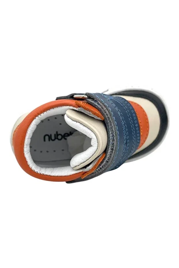 Детские туфли для мальчиков с липучкой Nubebe, Navy Blue-Beige — фото 4
