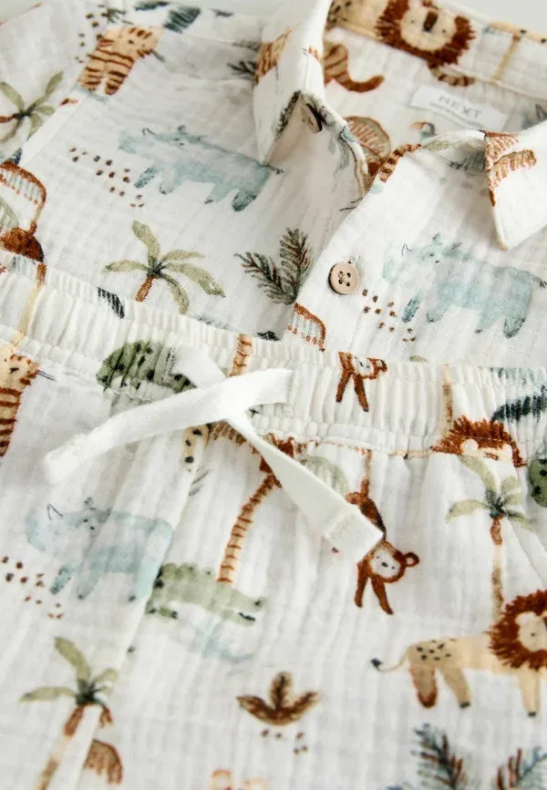 Комплект из рубашки и шорт с принтом Regular fit - short sleeve set - shorts Next, ecru safari set — фото 2