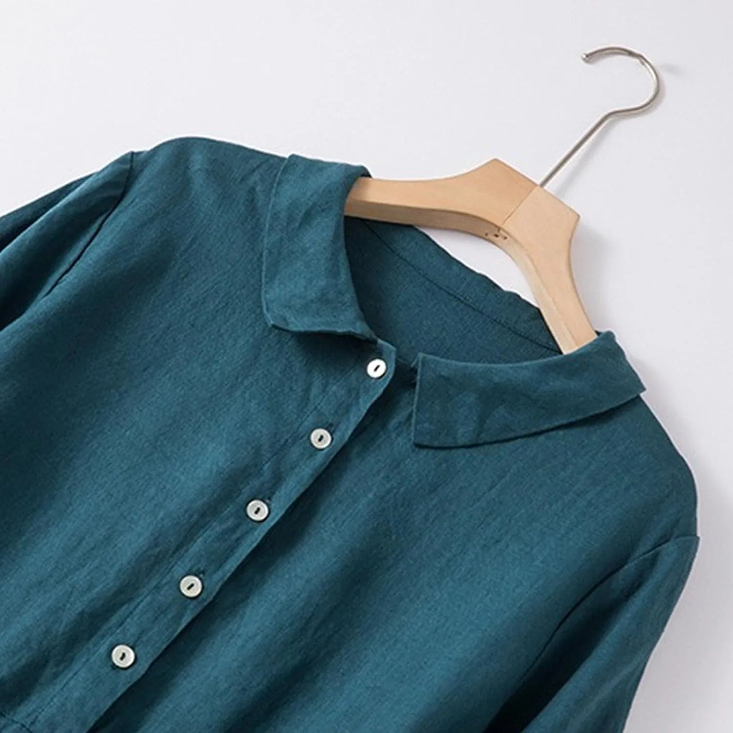 Женское платье миди с воротником и пуговицами спереди Casual, Blue — фото 4