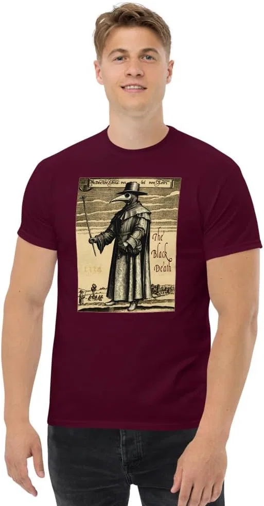 Мужская футболка с принтом Plague Doctor 1334 Generic, Maroon