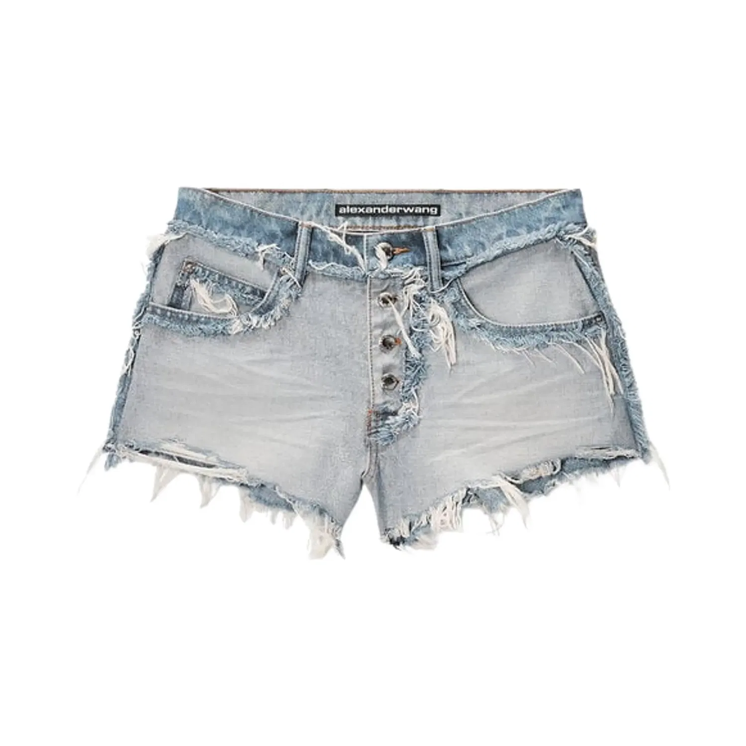 Шорты Alexander Wang Emboss Logo Inverted Mid Rise Short с тисненым логотипом, синий