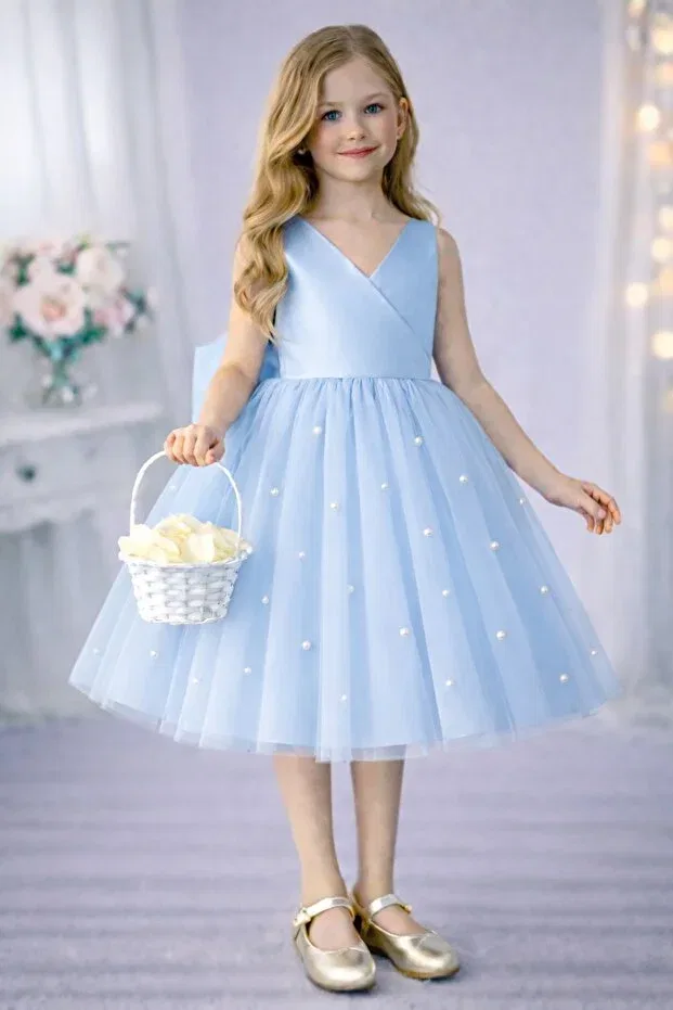 Детское платье для девочек с принтом Suneh, Baby Blue