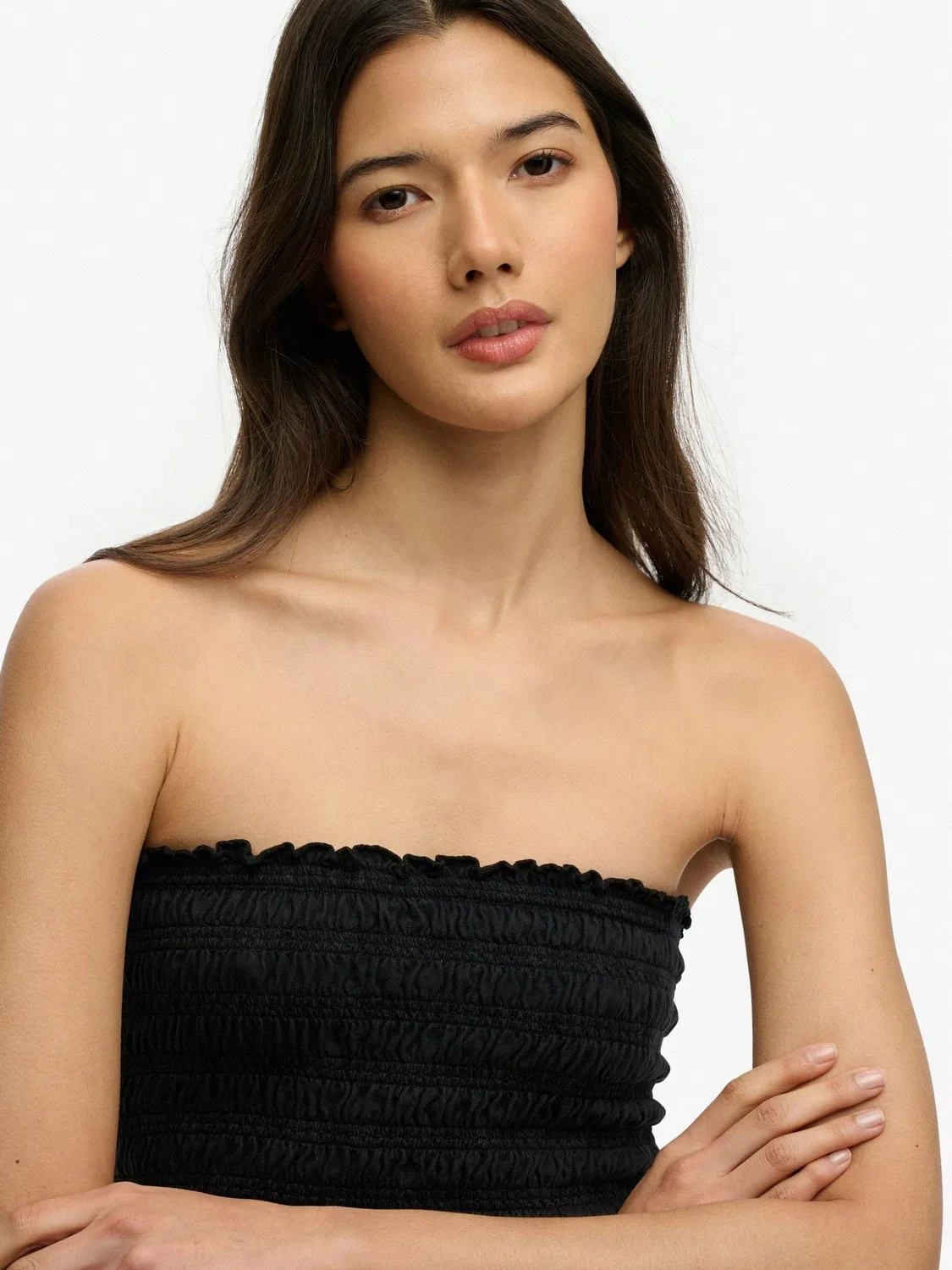Топ-бандо Superdry Black Smocked Jersey, черный — фото 4