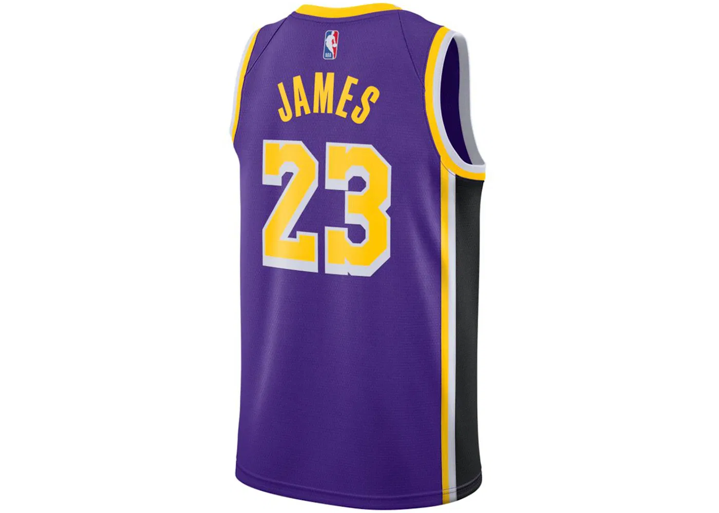 Мужская джерси NBA с принтом Los Angeles Lakers Lebron James Statement Edition 2020 Swingman Jersey Nike, Purple/Yellow — фото 2