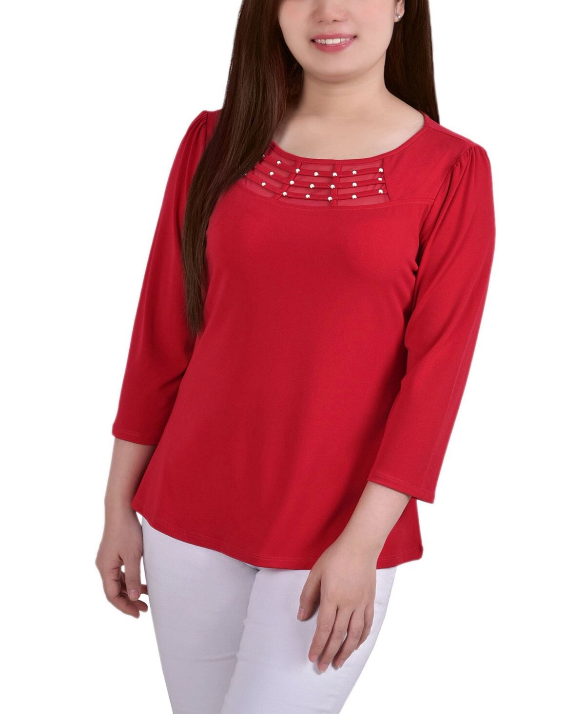 

Женский топ из креповой вязки с полосками NY Collection, мульти