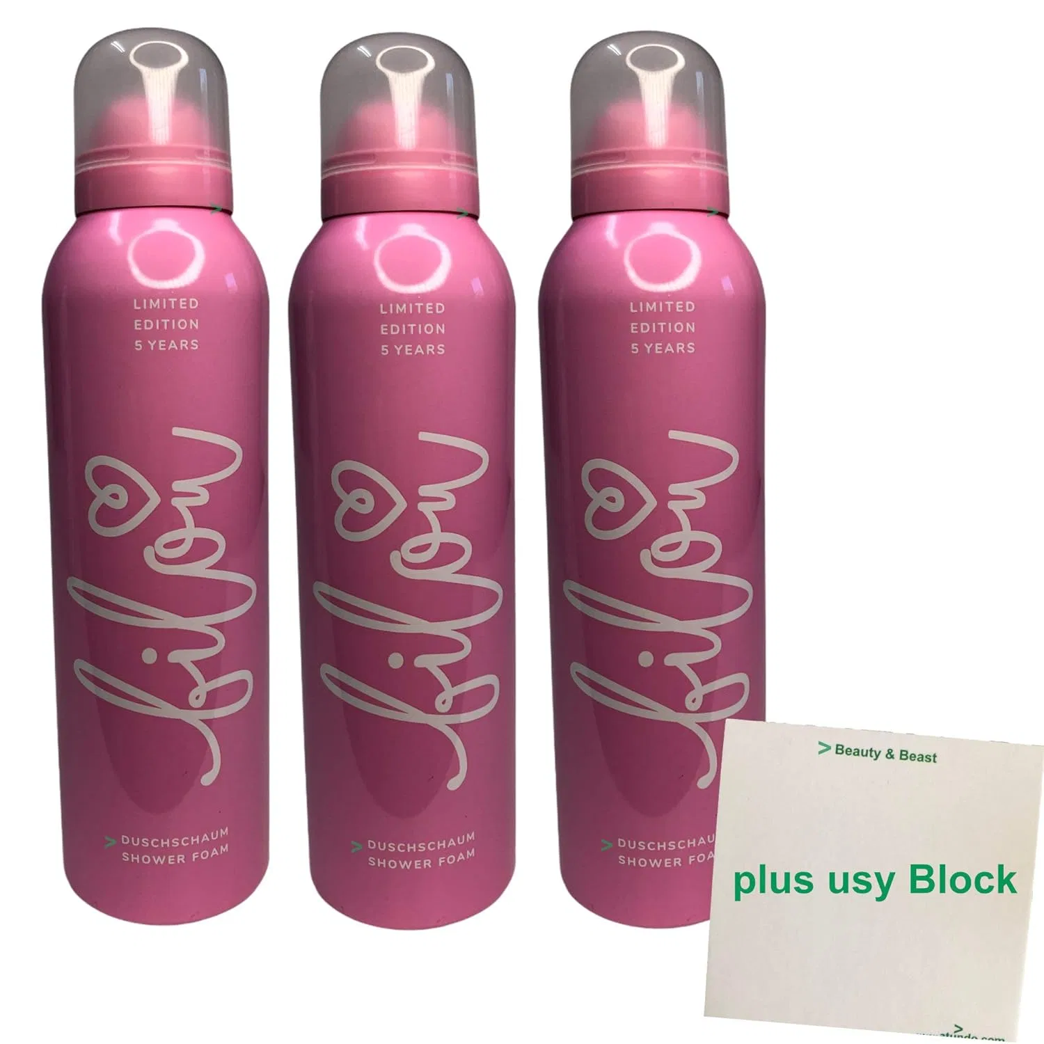 Пена для душа bilou Limited Edition 5 Years, набор 3 x 200 мл + блок usy
