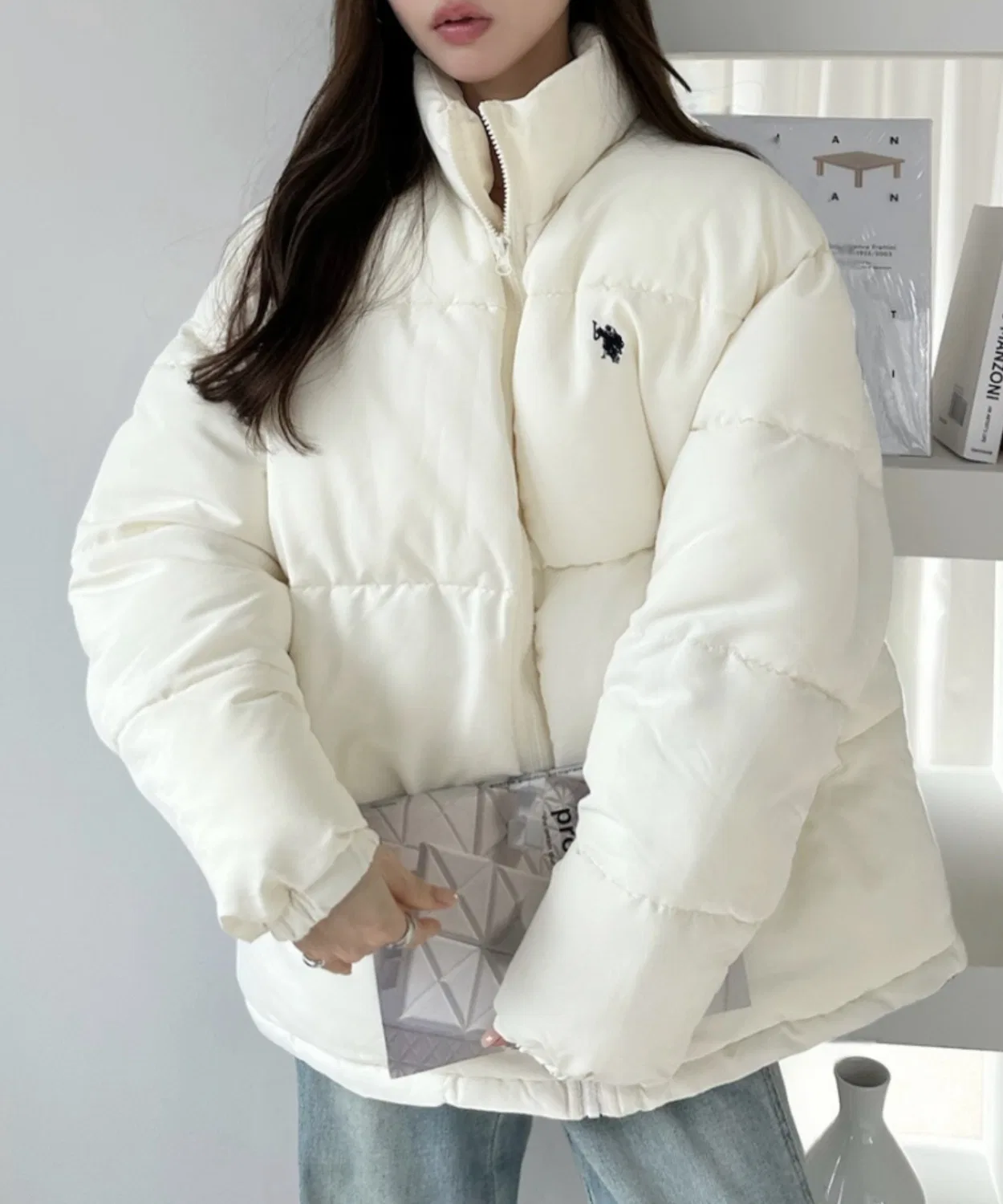 Женская стеганая куртка с полированным блеском U.S. POLO ASSN., Ivory — фото 2