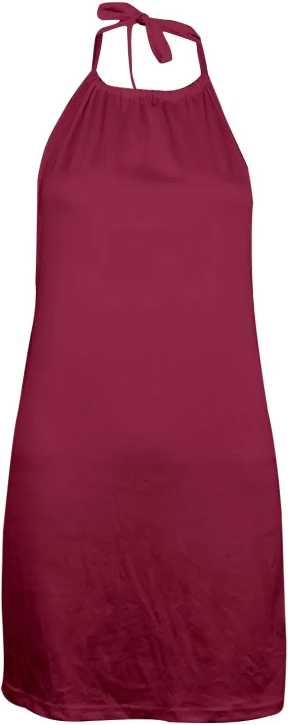 Женское облегающее мини-платье с открытой спиной Summer Backless Dress, Wine — фото 3