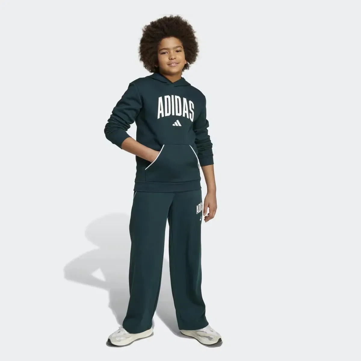 Детская худи с принтом Essentials Collegiate Typography adidas, Verde — фото 3
