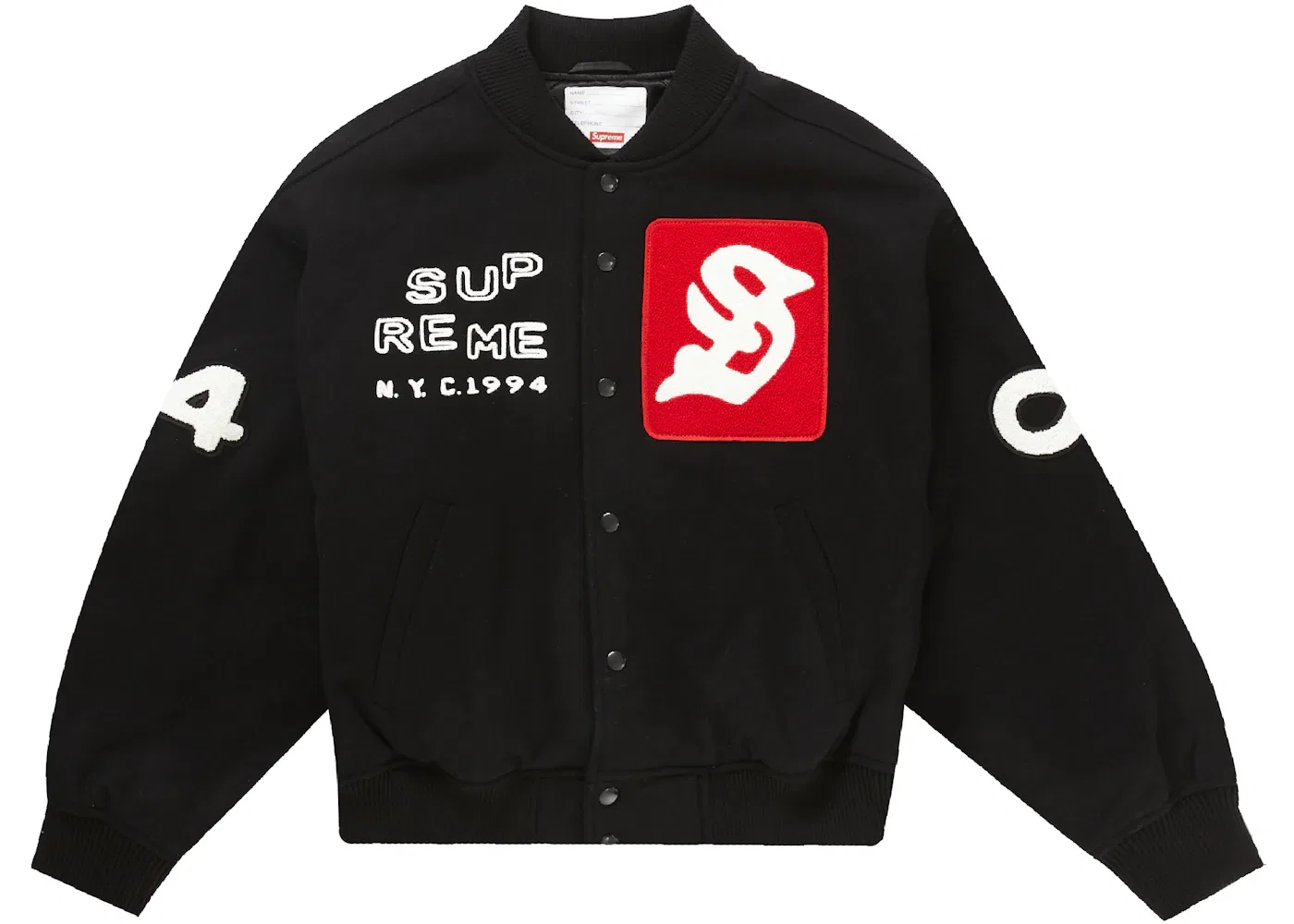 Мужская куртка-бомбер с вышивкой Supreme Tourist Varsity Jacket, Black