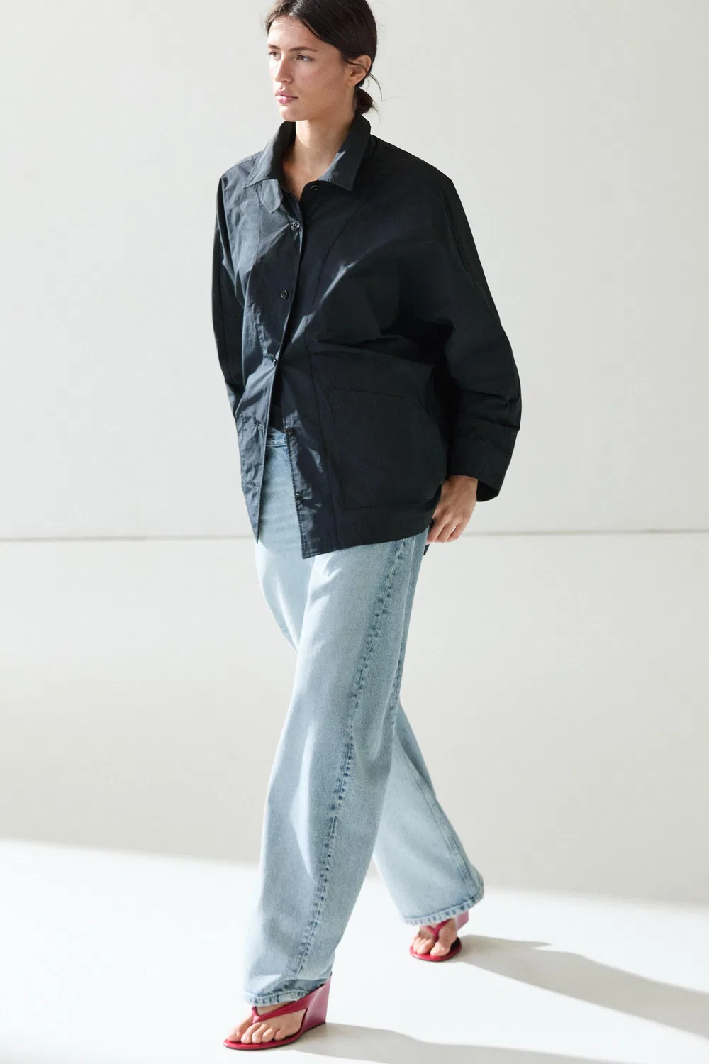 Куртка Massimo Dutti, с воротником на пуговицах, глубокий синий — фото 3