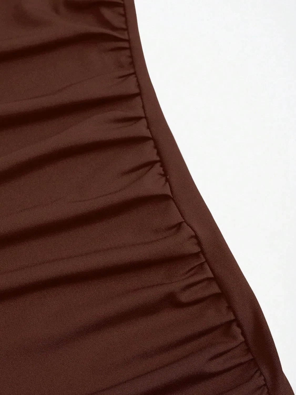 Женское длинное ками-платье с открытой спиной, Chocolate Brown — фото 2