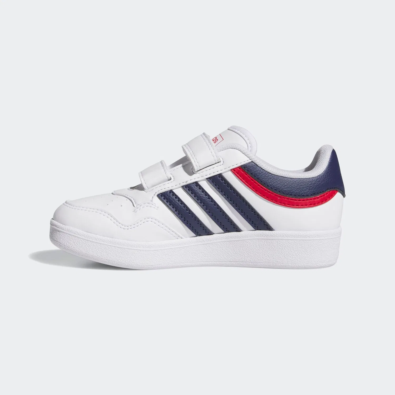 Детские кеды на липучках с баскетбольным стилем Adidas Sportswear, Cloud White / Dark Blue / Better Scarlet — фото 3