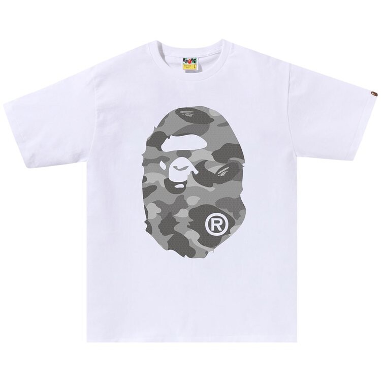 

Футболка BAPE Honeycomb Camo Big Ape Head Tee 'White/Grey', белый