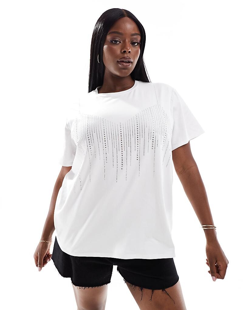 

Белая футболка оверсайз со стразами ASOS DESIGN Curve