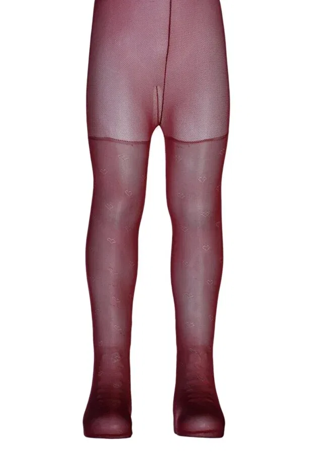 Детские колготки с узором Gold Little Heart Patterned Çorapevi, Burgundy