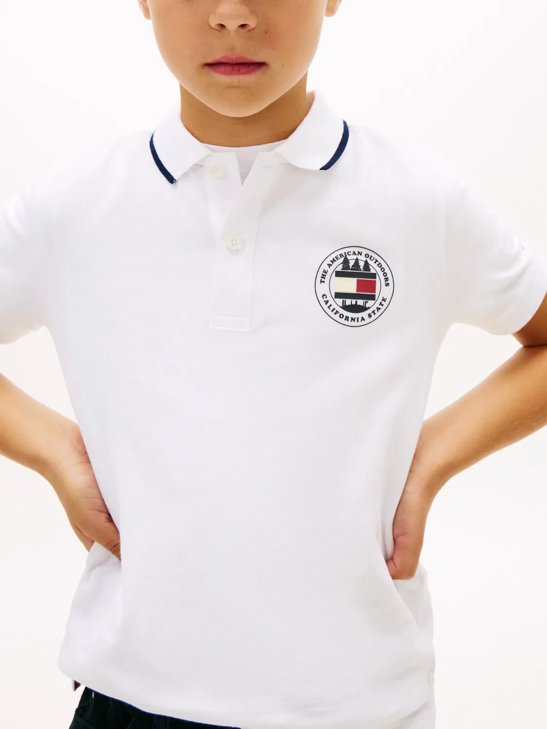 Детский поло для мальчиков с длинным рукавом Tommy Hilfiger, Blanco — фото 3