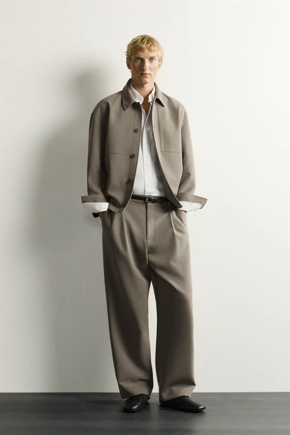Рубашка свободного кроя ZARA, grau-beige