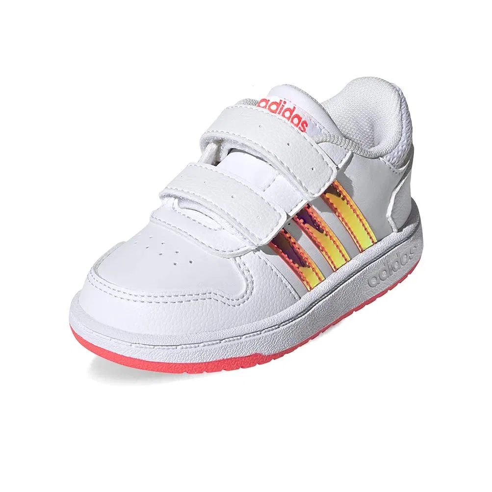 Детские кроссовки для мальчиков с липучками Hoops 2.0 Cmf I Adidas, Ftwr White Ftwr White Signal Pink