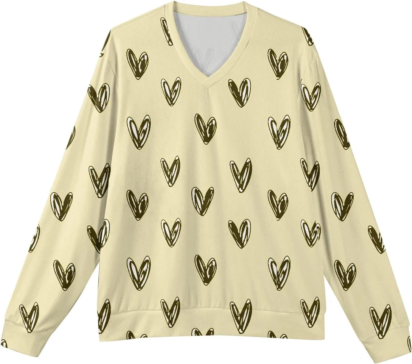 Мужской V-образный свитер с сердечками, Casual Long Sleeve Lightweight Knitwear — фото 3
